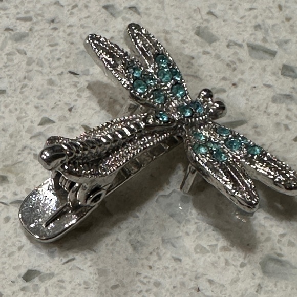 Elegant Silver and Blue Dragonfly Hairpin - Picture 4 of 6